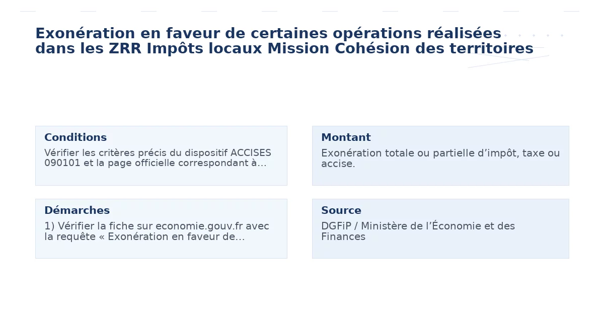 exonération faveur certaines opérations réalisées zrr – Guide