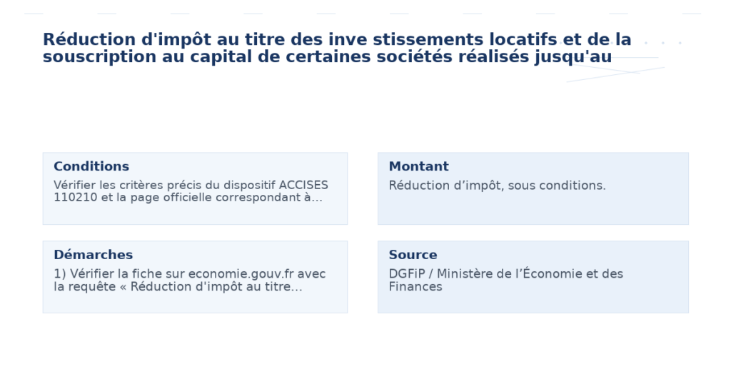 réduction d’impôt titre inve stissements locatifs