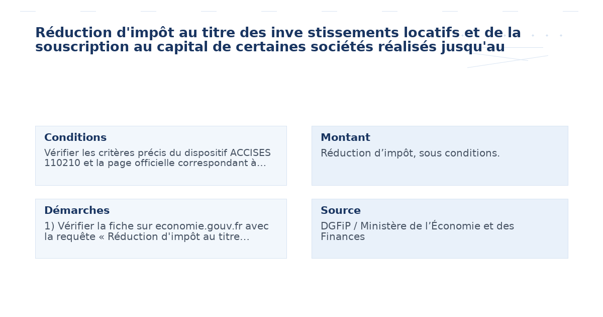 réduction d’impôt titre inve stissements locatifs – Guide 5 clés