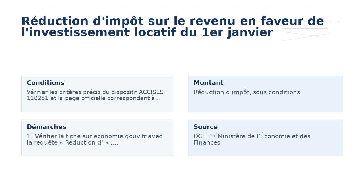 réduction d’impôt revenu faveur l’investissement