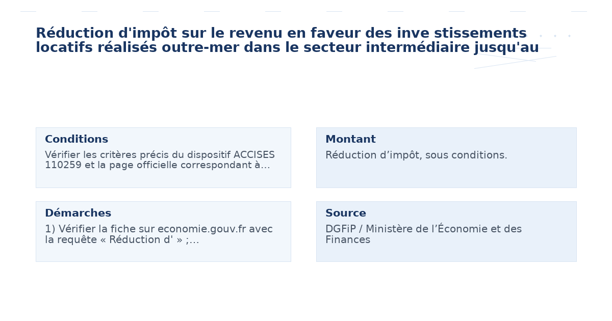 réduction d’impôt revenu faveur inve stissements – Guide 5 clés