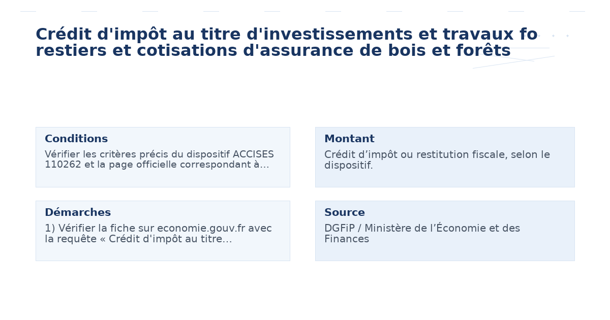crédit d’impôt titre d’investissements travaux restiers – Guide