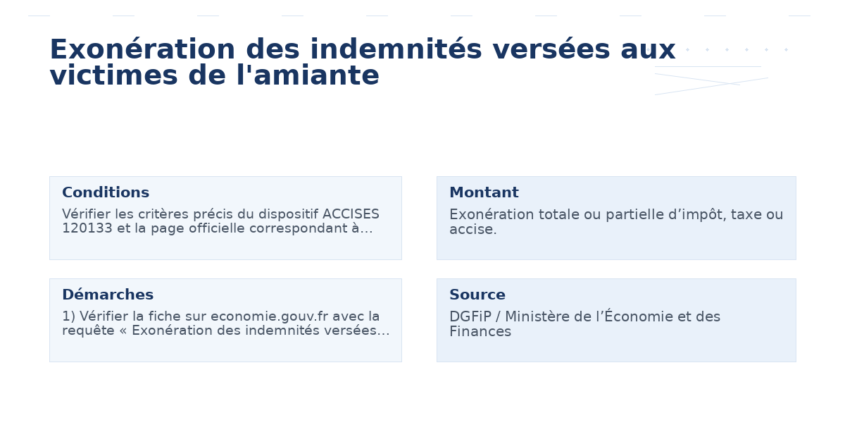 exonération indemnités versées victimes l’amiante – Guide