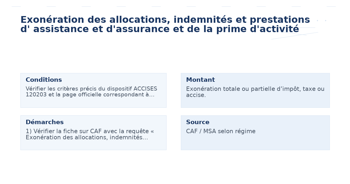 exonération allocations indemnités prestations