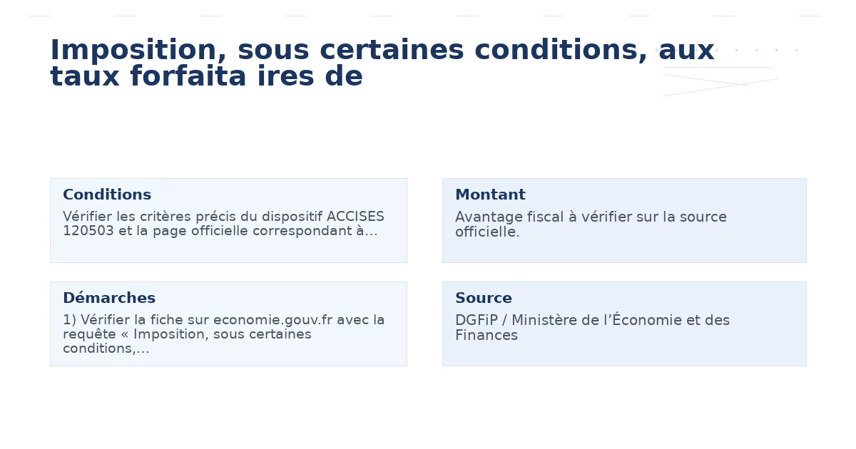 imposition sous certaines conditions taux forfaita – Guide