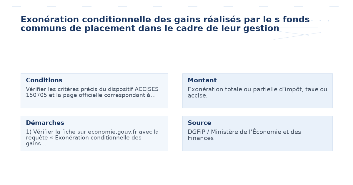exonération conditionnelle gains réalisés fonds communs – Guide