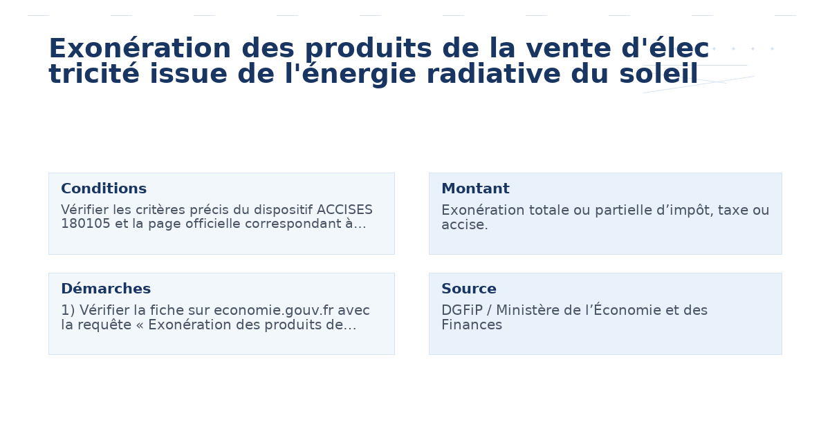 exonération produits vente d’élec tricité issue