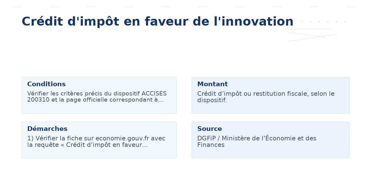 crédit d’impôt faveur l’innovation – guide complet et actualisé