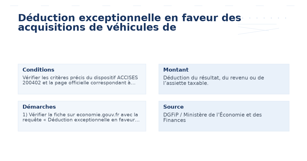 déduction exceptionnelle faveur acquisitions véhicules