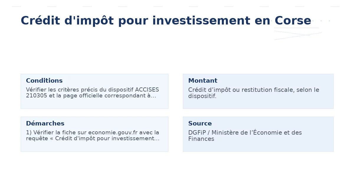 crédit d’impôt investissement corse – Guide essentiel 2026 2026