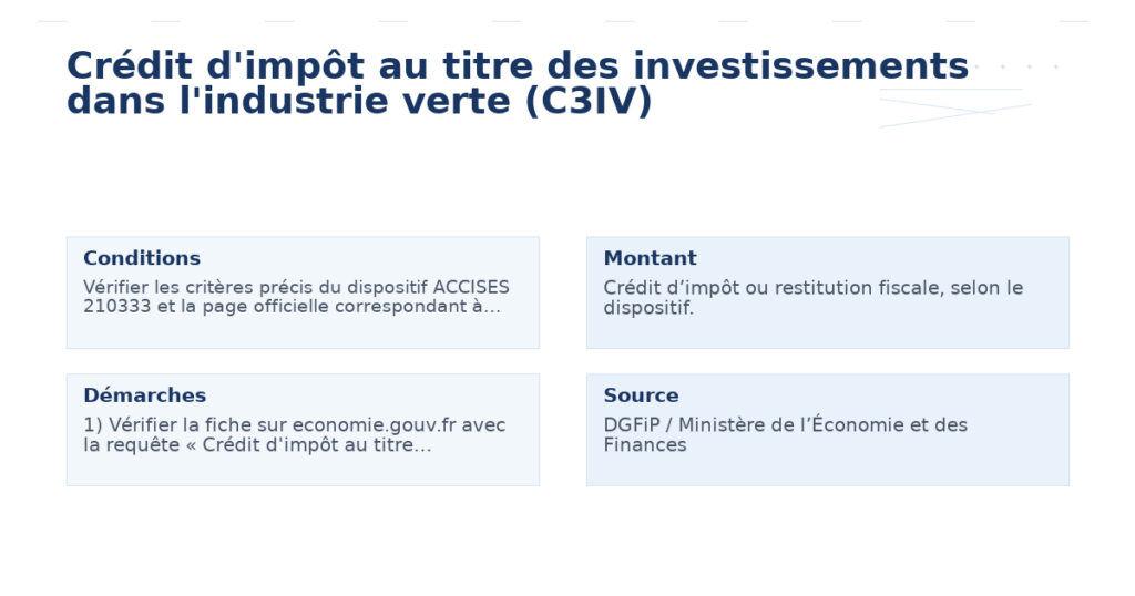 crédit d’impôt titre investissements l’industrie verte