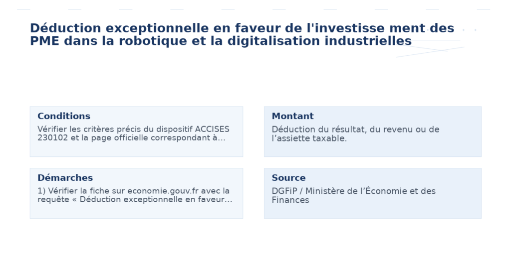 déduction exceptionnelle faveur l’investisse ment pme