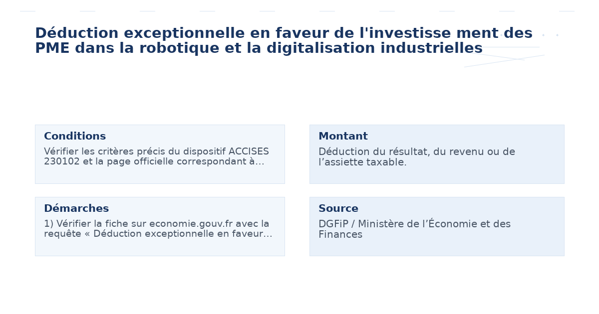 déduction exceptionnelle faveur l’investisse ment pme – Guide