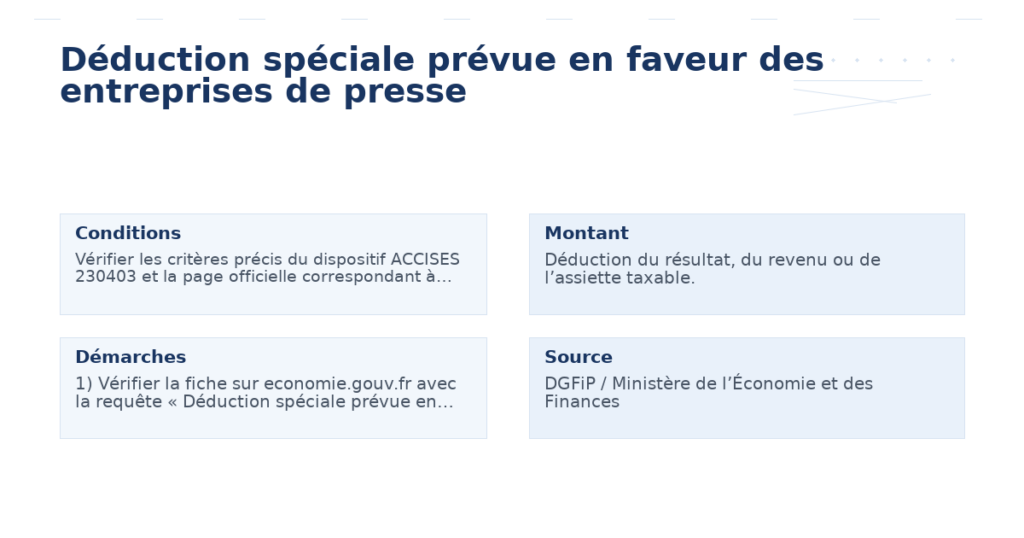déduction spéciale prévue faveur entreprises presse