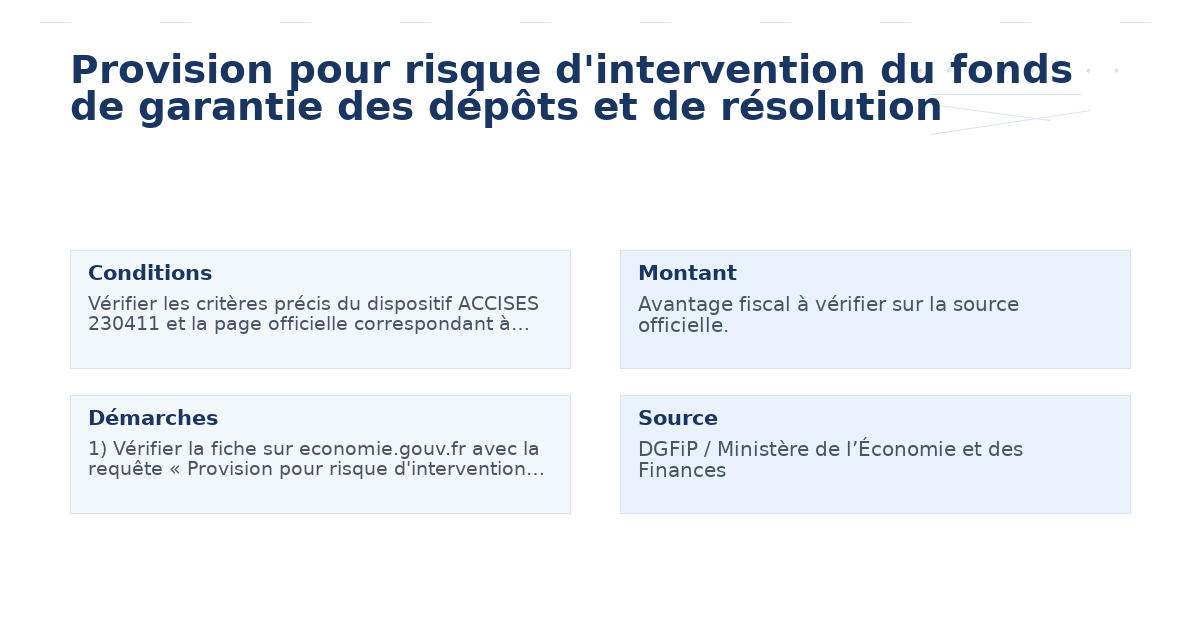 provision risque d’intervention fonds garantie dépôts – Guide