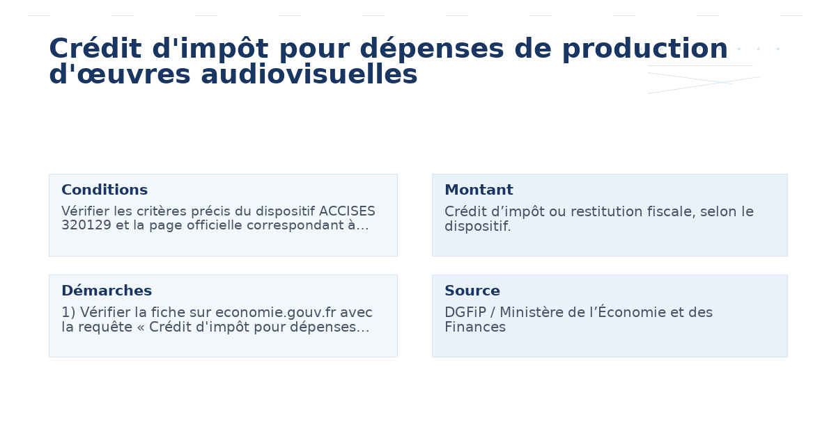 crédit d’impôt dépenses production d’œuvres – Guide essentiel 2026