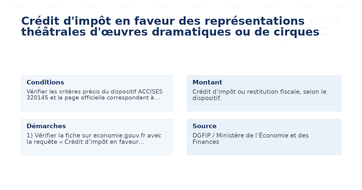 crédit d’impôt faveur représentations théâtrales – Guide