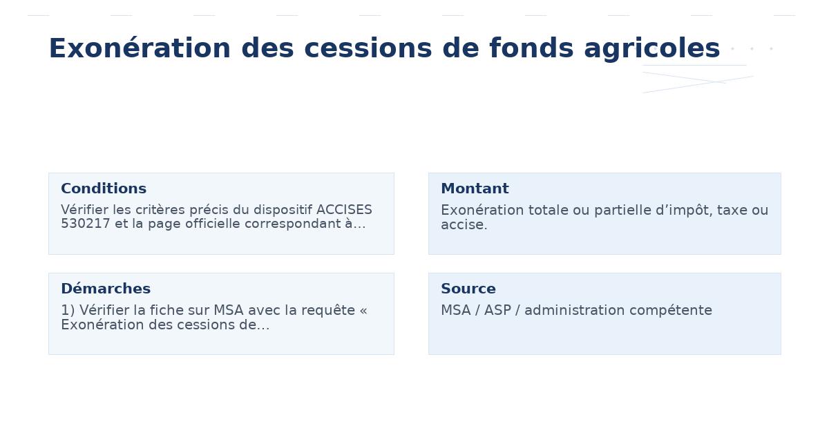 exonération cessions fonds agricoles – Guide essentiel 2026 2026