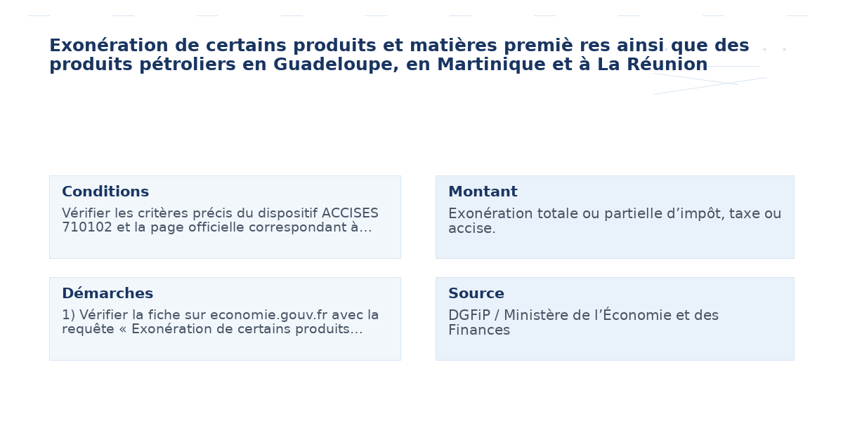 exonération certains produits matières premiè res – Guide
