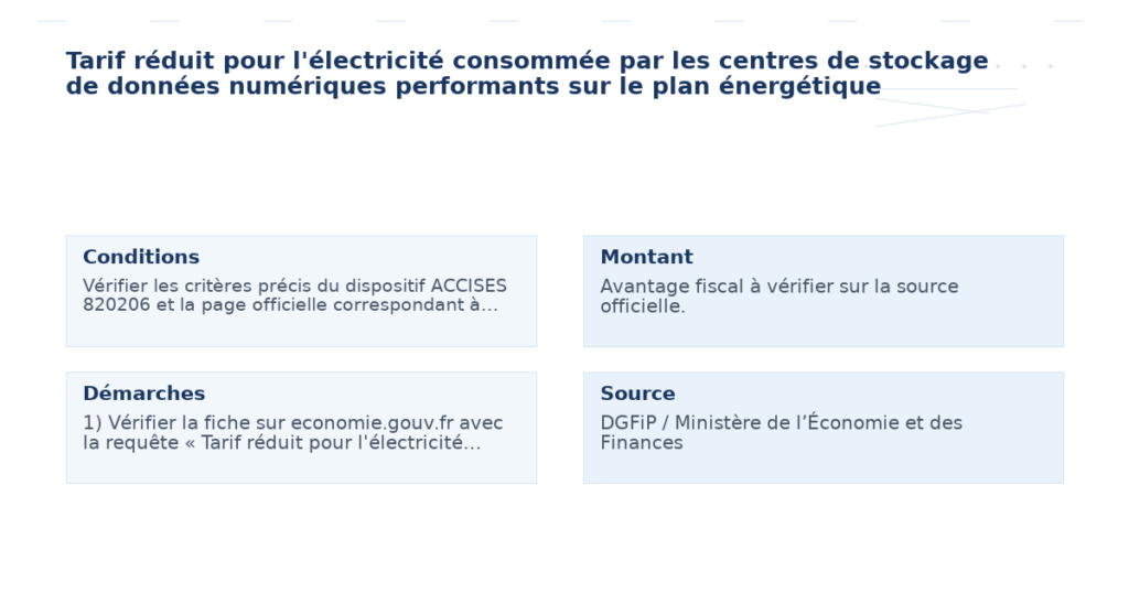 tarif réduit l’électricité consommée centres stockage