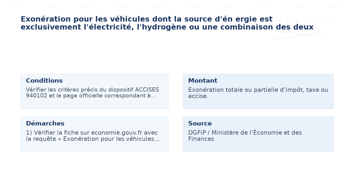 exonération véhicules dont source d’én ergie