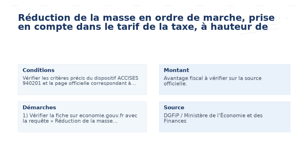 réduction masse ordre marche prise compte