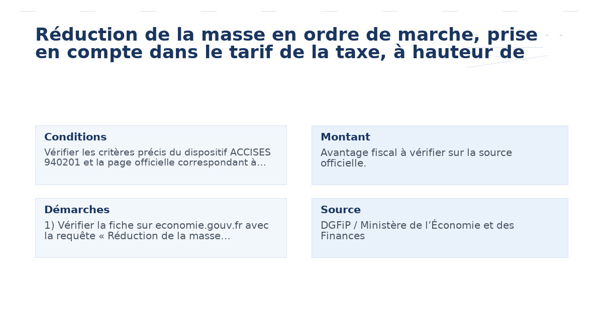 réduction masse ordre marche prise compte – Guide essentiel 2026