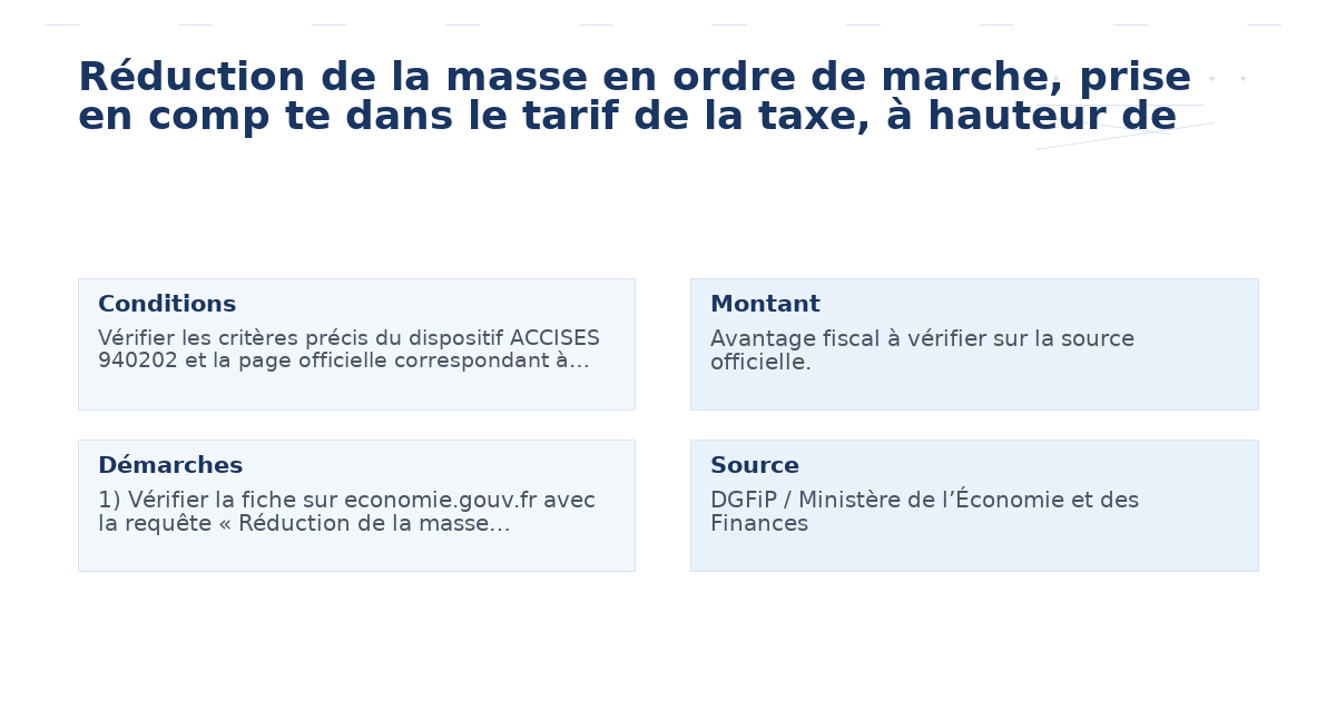 réduction masse ordre marche prise comp – Guide essentiel 2026 2026