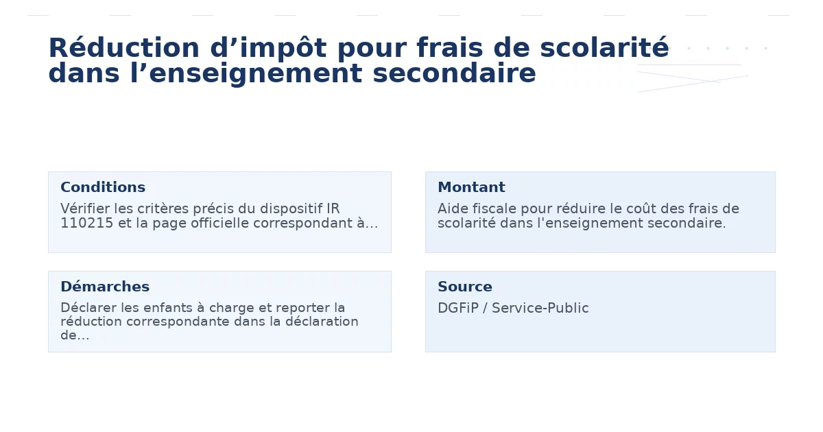 Réduction d’impôt pour frais de scolarité dans l’enseignement secondaire