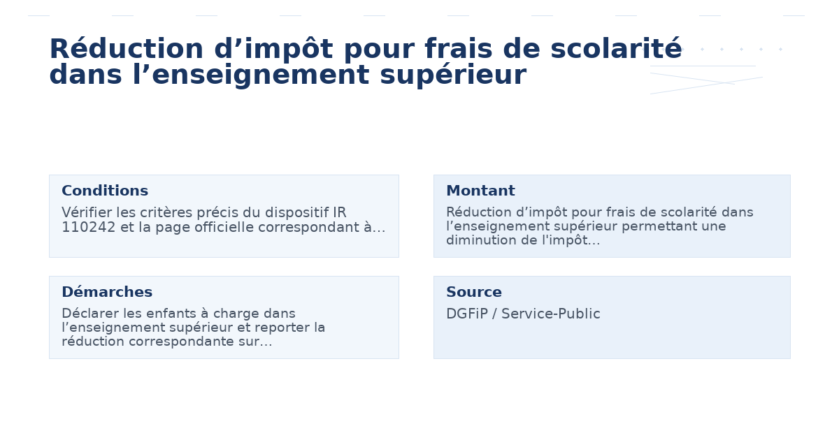Réduction d’impôt pour frais de scolarité dans l’enseignement supérieur