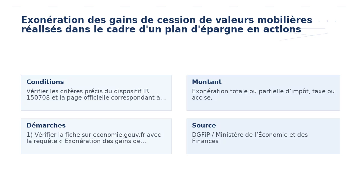 Exonération des gains de cession de valeurs mobilières réalisés dans le cadre d&rsquo;un plan d&rsquo;épargne en actions
