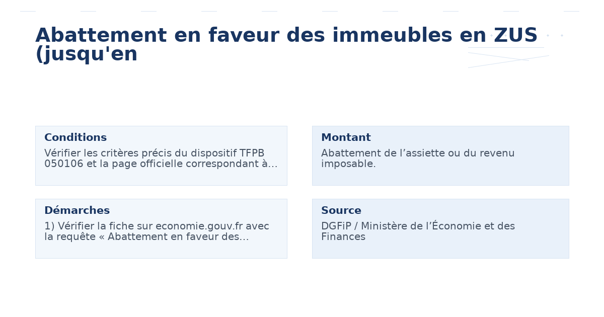 Abattement en faveur des immeubles en ZUS (jusqu&rsquo;en