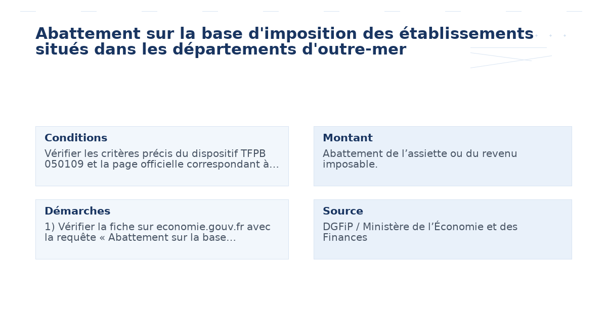Abattement sur la base d&rsquo;imposition des établissements situés dans les départements d&rsquo;outre-mer