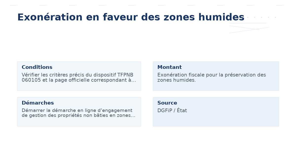Exonération en faveur des zones humides