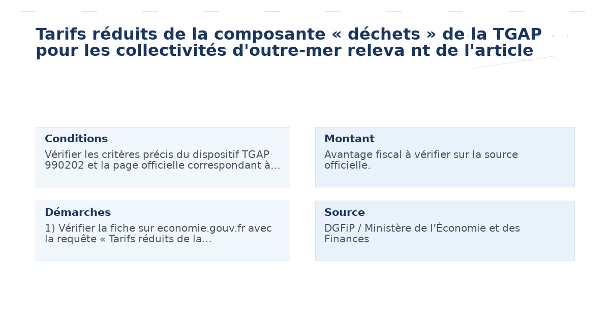 Tarifs réduits de la composante « déchets » de la TGAP pour les collectivités d&rsquo;outre-mer releva nt de l&rsquo;article
